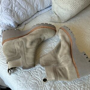 Dolce Vita Beige Suede Ankle Booties